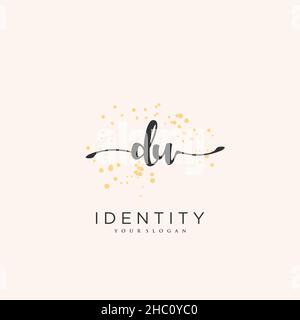 DU Handwriting logo vector art of initial signature, wedding, fashion, jewerly, boutique, floral and botanical with creative template for any company Stock Vector