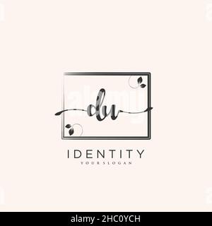 DU Handwriting logo vector art of initial signature, wedding, fashion, jewerly, boutique, floral and botanical with creative template for any company Stock Vector