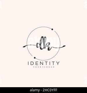 DK Handwriting logo vector art of initial signature, wedding, fashion, jewerly, boutique, floral and botanical with creative template for any company Stock Vector