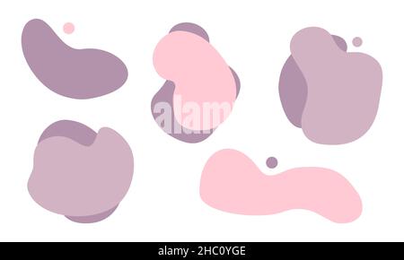 Abstract vector blobs set. Modern pastel feminine stains collection for contemporary 2022 design. Random bubble shapes Stock Vector