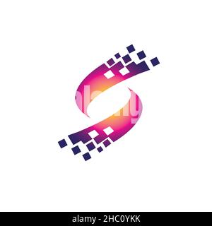 S logo digital cyclone letter based design Stock Vector