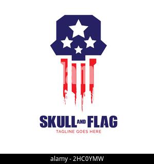 Skull and Flag logo. vector Stock Vector