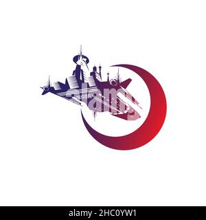 Space Ship logo. science fiction vector illustration Stock Vector
