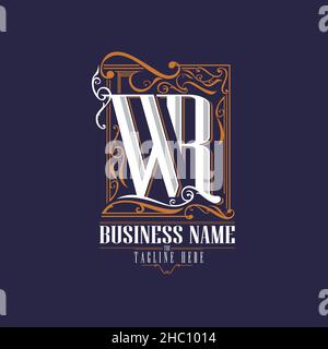 W and R logo, vector. letter based. art nouveau style Stock Vector