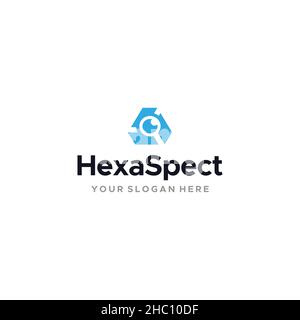 Minimalist design HEXA SPECT mirror logo design Stock Vector