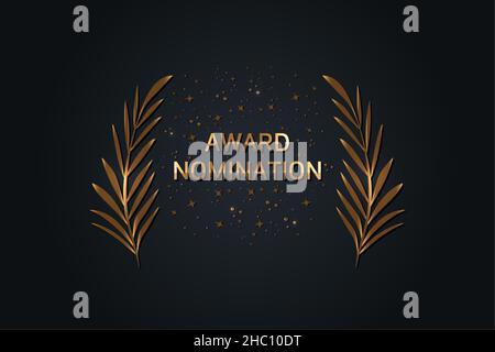 Award nomination golden logo design template. Gold luxury branches on a black background. Award sign with leaves. Vector illustration isolated Stock Vector