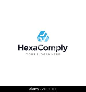 Minimalist design HEXA COMPLY policies logo design Stock Vector