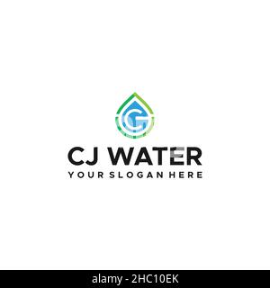 Modern letter mark initial CJ WATER logo design Stock Vector