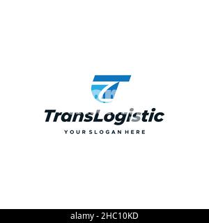 Modern flat colorful TRANS LOGISTIC logo design Stock Vector
