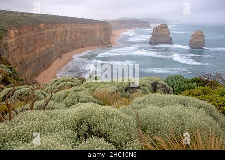 View along Gibsons Steps beach at the Twelve Apostles Stock Photo