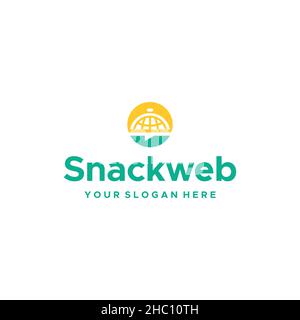 Modern flat colorful SNACK WEB browser logo design Stock Vector