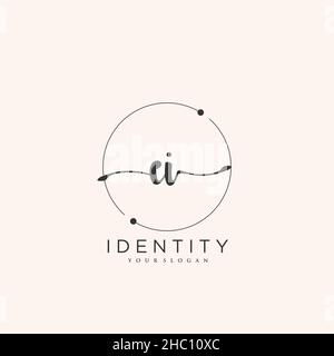 EI Handwriting logo vector art of initial signature, wedding, fashion, jewerly, boutique, floral and botanical with creative template for any company Stock Vector