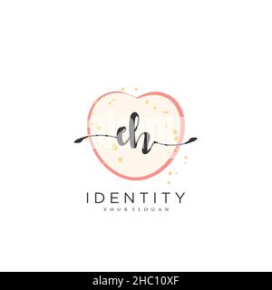 EH Handwriting logo vector art of initial signature, wedding, fashion, jewerly, boutique, floral and botanical with creative template for any company Stock Vector