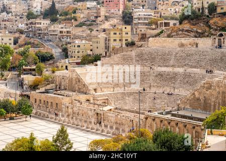 An Aerial View Of The Roman Theatre, Amman, Jordan. Stock Photo