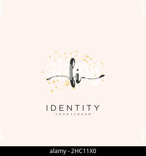 FI Handwriting logo vector art of initial signature, wedding, fashion, jewerly, boutique, floral and botanical with creative template for any company Stock Vector