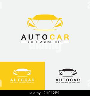 Auto car logo design with concept sports car vehicle icon silhouette.Vector illustration design template. Stock Vector