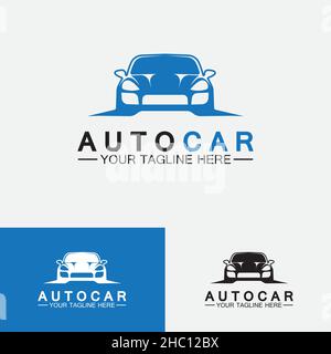 Auto car logo design with concept sports car vehicle icon silhouette.Vector illustration design template. Stock Vector