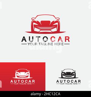 Auto car logo design with concept sports car vehicle icon silhouette.Vector illustration design template. Stock Vector