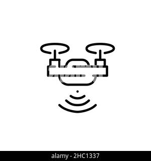 Flying drone with wireless control. Pixel perfect, editable stroke icon Stock Vector