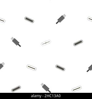 Pattern of USB socket. USB sockets for technical devices and electronic. Flat vector illustration. Stock Vector