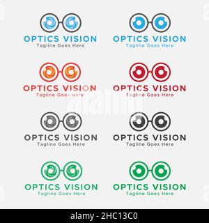 Spectacles Logo.Optics Logo. Gradient and flat color. Minimalistic Abstract logo. Stock Vector