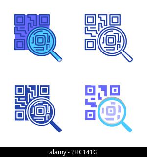 Qr code verification icon set in flat and line style. Covid certificate checking. Vector illustration. Stock Vector