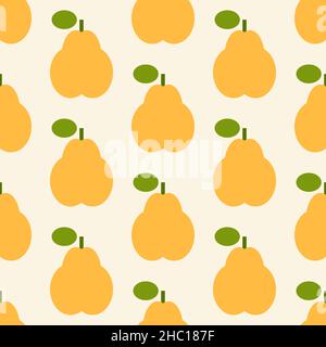 Pear pattern. Fruit seamless background with pears Stock Photo