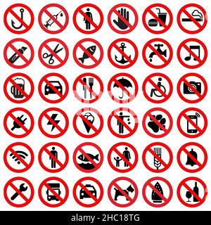 Set of prohibited sign isolated on white background Stock Photo