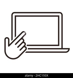 Touch screen and hand pointer icon isolated on white background Stock Photo