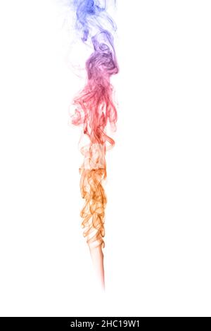Clouds of curls of colored smoke on a white background Stock Photo