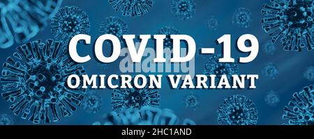 Medicine concept of virus coronavirus covid 19 with title words omicron variant. 3d rendering Stock Photo