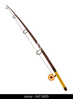 Fishing rod in flat style. Classic fishing equipment. Stock Vector