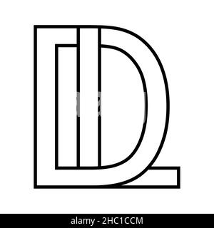 Logo sign dl ld icon sign dl interlaced letters d l Stock Vector