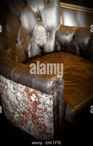 Old Leather Armchair Stock Photo