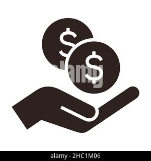 Hand holding dollars, save money icon, salary money, invest finance isolated on white background Stock Photo
