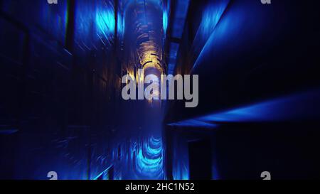 3d illustration - clean futuristic alien scifi fantasy hangar tunnel corridor Stock Photo