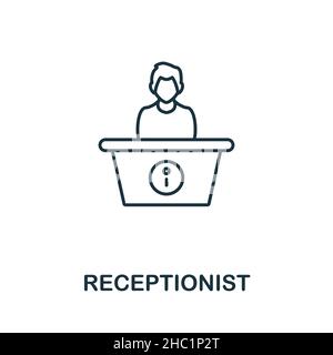 receptionist desk linear icon, sign, symbol, vector on isolated ...
