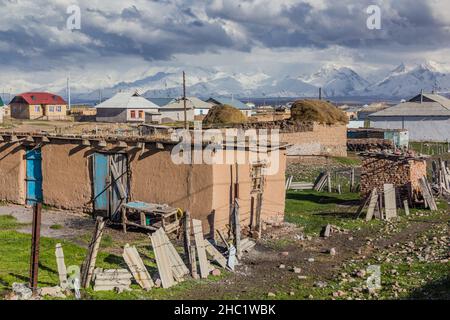 View of Sary-Tash village, Kyrgyzstan Stock Photo