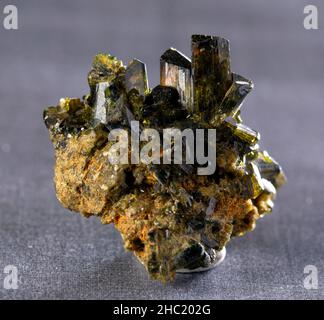 epidote, mineral specimen stone rock geology gem crystal Stock Photo