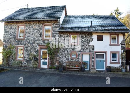 beautifully rebuilt old house in Ulmen Stock Photo
