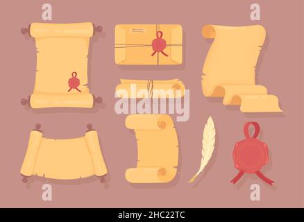 icons parchment papers Stock Vector