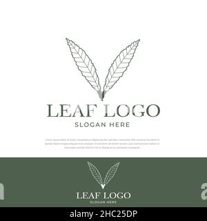 Simple abstract line style logo leaf,for health business,sticker,symbol,icon Stock Vector