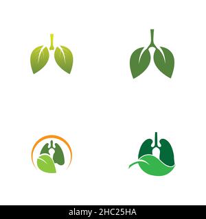 set of Green Lung care logo designs vector Stock Vector