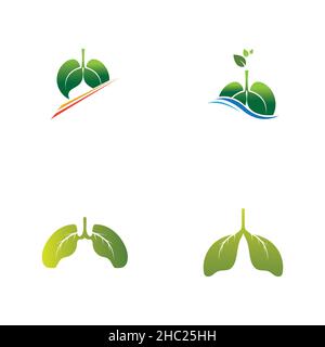 set of Green Lung care logo designs vector Stock Vector