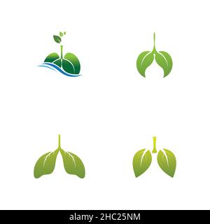 set of Green Lung care logo designs vector Stock Vector