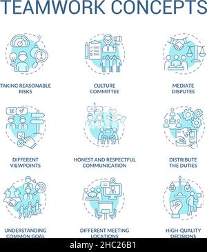 Understanding common goals turquoise concept icon Stock Vector