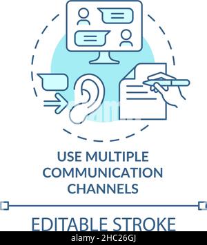 Use multiple communication channels turquoise concept icon Stock Vector