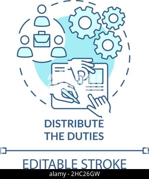 Distribute duties turquoise concept icon Stock Vector