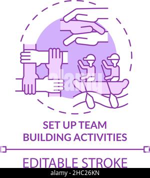 Set up team building activities purple concept icon Stock Vector