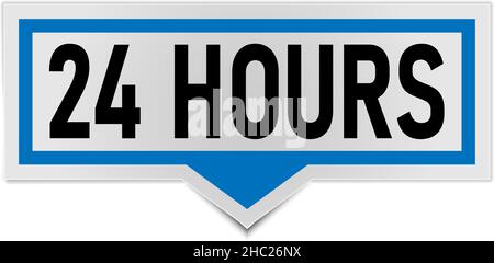 24 hours sign blue and white color vector Illustration Stock Vector